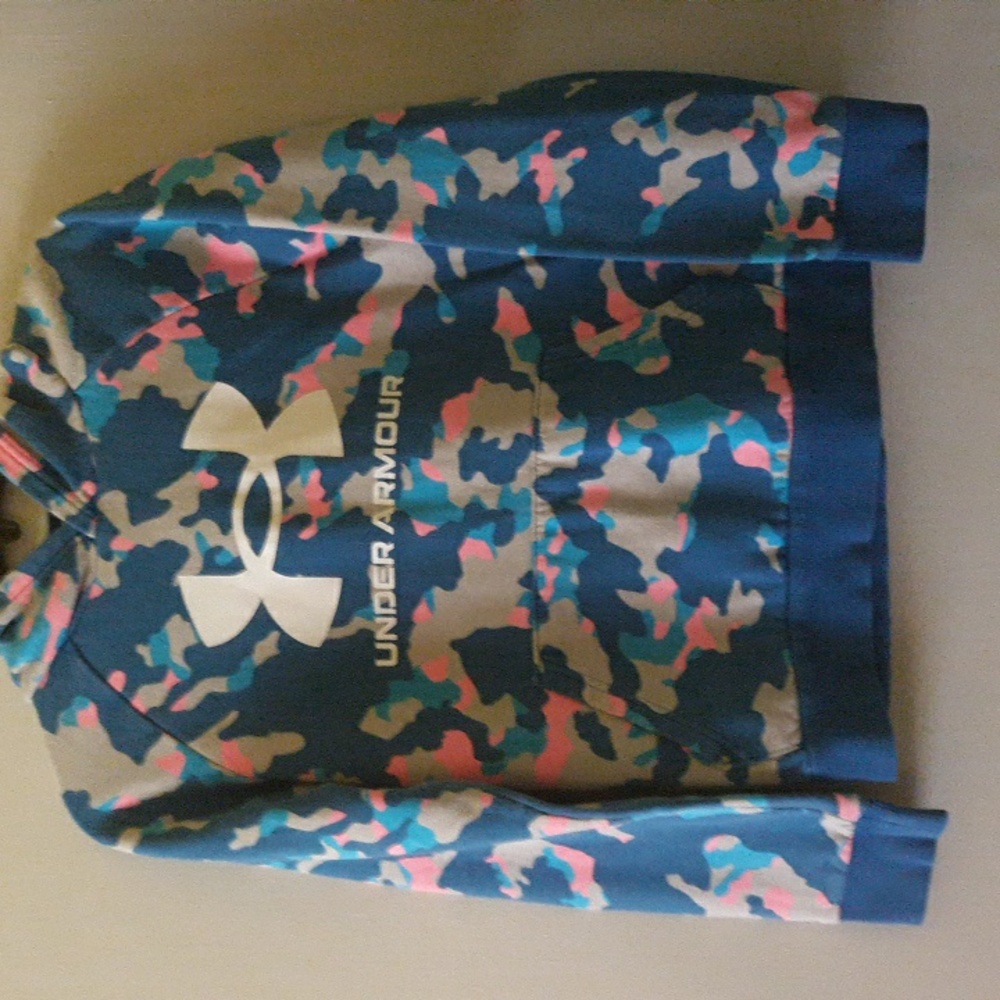 Under Armour Blue Camo Hoodie with Pink and White - Picture 1 of 7